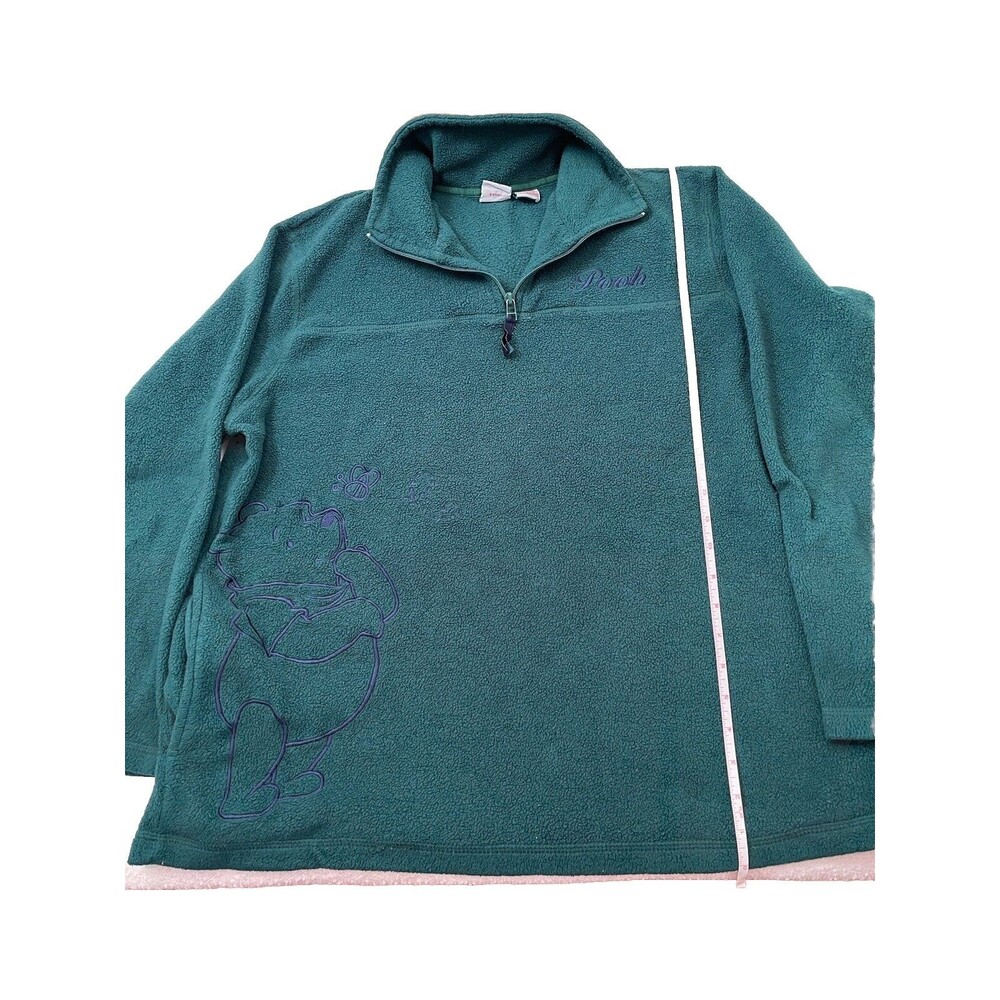 Vintage Disney Womens’s Fleece Pullover Winnie The Pooh Green Embroidered Sz XL